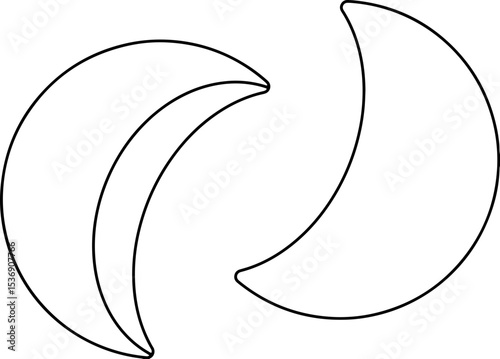 Jiaobei Blocks outline vector illustration. 
Simple shapes Wooden Divination blocks line.
Traditional Moon blocks isolated.
Transparent background. SVG.