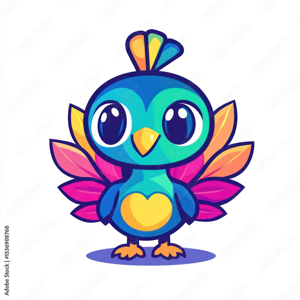 Fototapeta premium Cute cartoon peacock