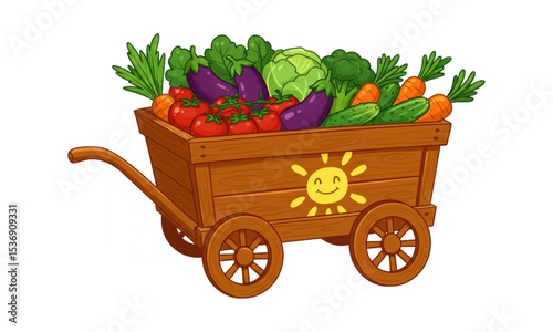 wheelbarrow with vegetables 