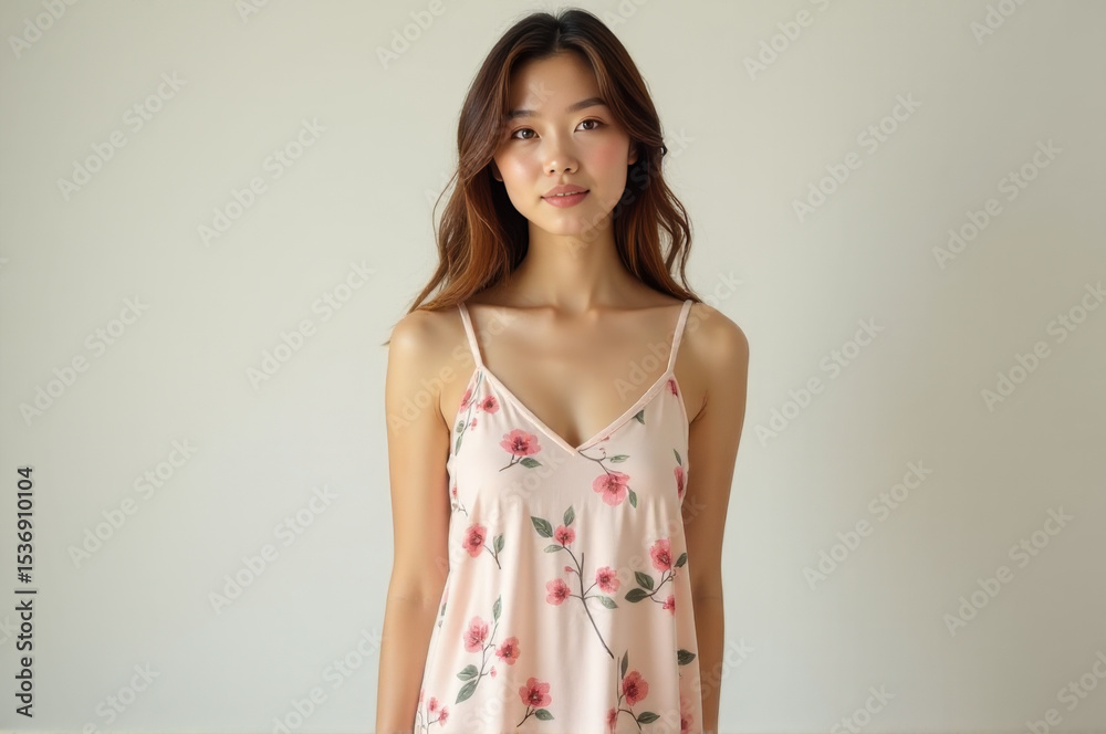 Obraz premium A woman posing in a bright pink dress