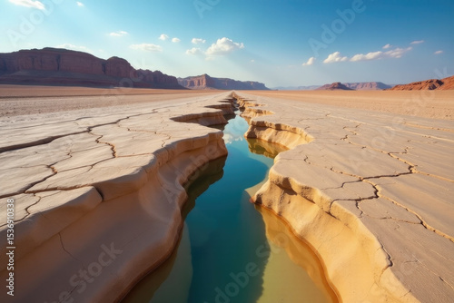 Small stream flowing through a desert landscape