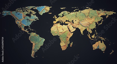 Artistic World Map: A Mosaic of Global Textures
