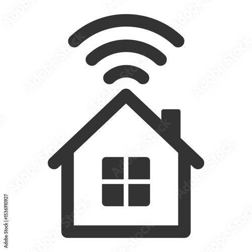 Vector illustration of smart house with wireless signal.