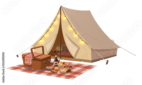 tourist tent on white background
