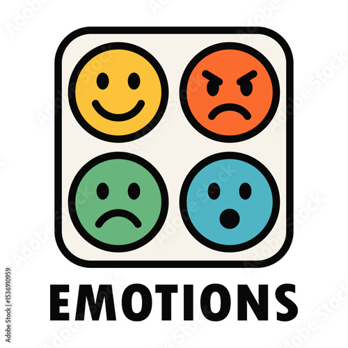 Vector illustration of colorful emotional smiley faces.