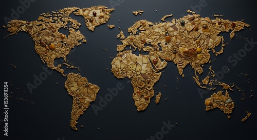 World Map Crafted from Nuts and Seeds: A Culinary Globe