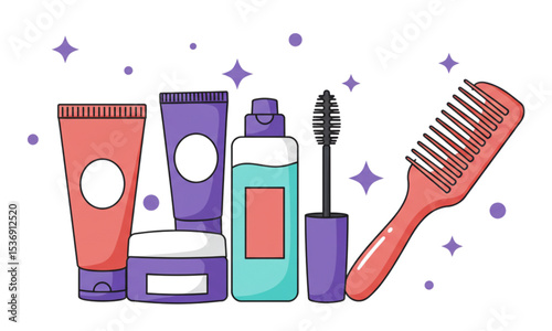 vector illustration of a set of cosmetic brushes