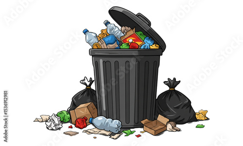 trash can with garbage