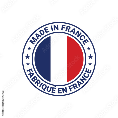 made in france stamp circle logo vector design with france flag element	
