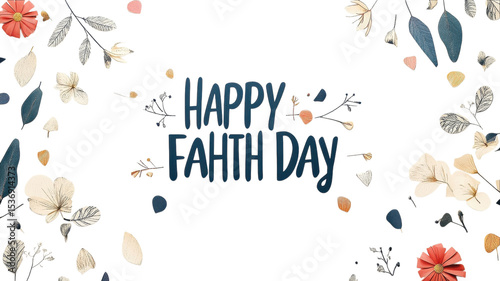 Celebrations of faith and togetherness are highlighted with joyful wishes and delicate floral patterns on a bright and cheerful background for a special occasion.