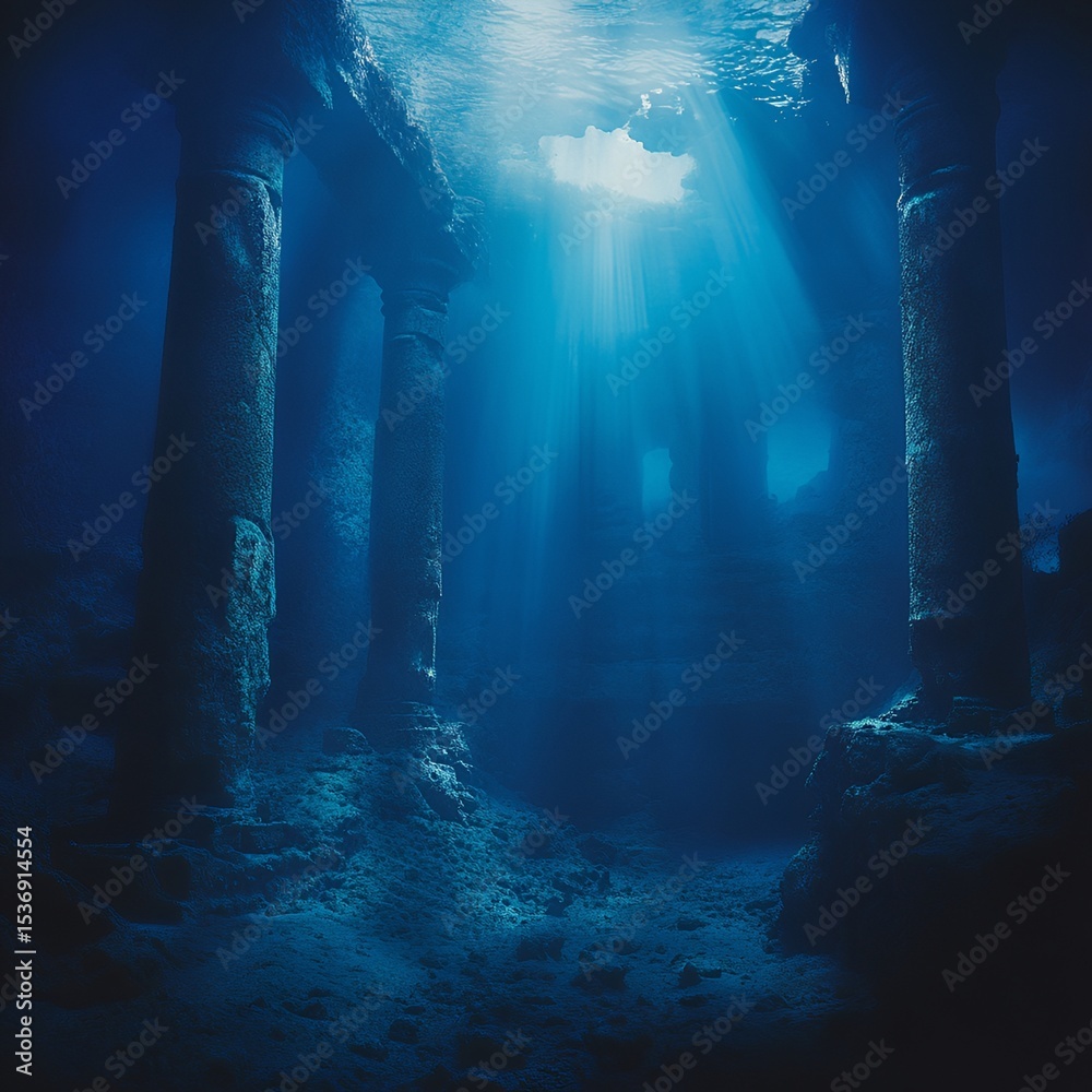 Obraz premium Ancient ruins under the ocean