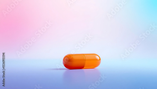 pills on blue background, Realistic 8K Render of Large Red Pill on Colorful Gradient Background with Soft Lighting – High Detail Cinematic Pharmaceutical Concept in Vivid Colors for Medical or Sci-Fi 