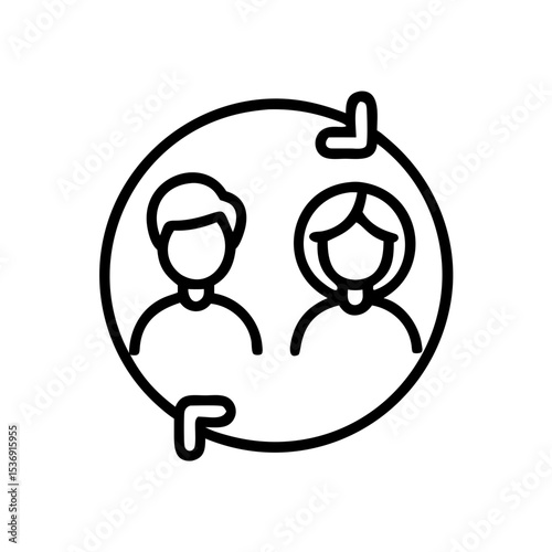 Conceptual Illustration of People inside the Circle with Arrow Sign