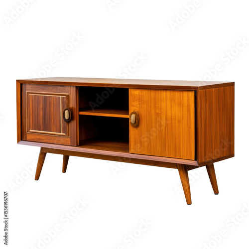 Elegant Mid-Century Modern Wooden Sideboard with Storage and Stylish Legs for Home Decor transparent background