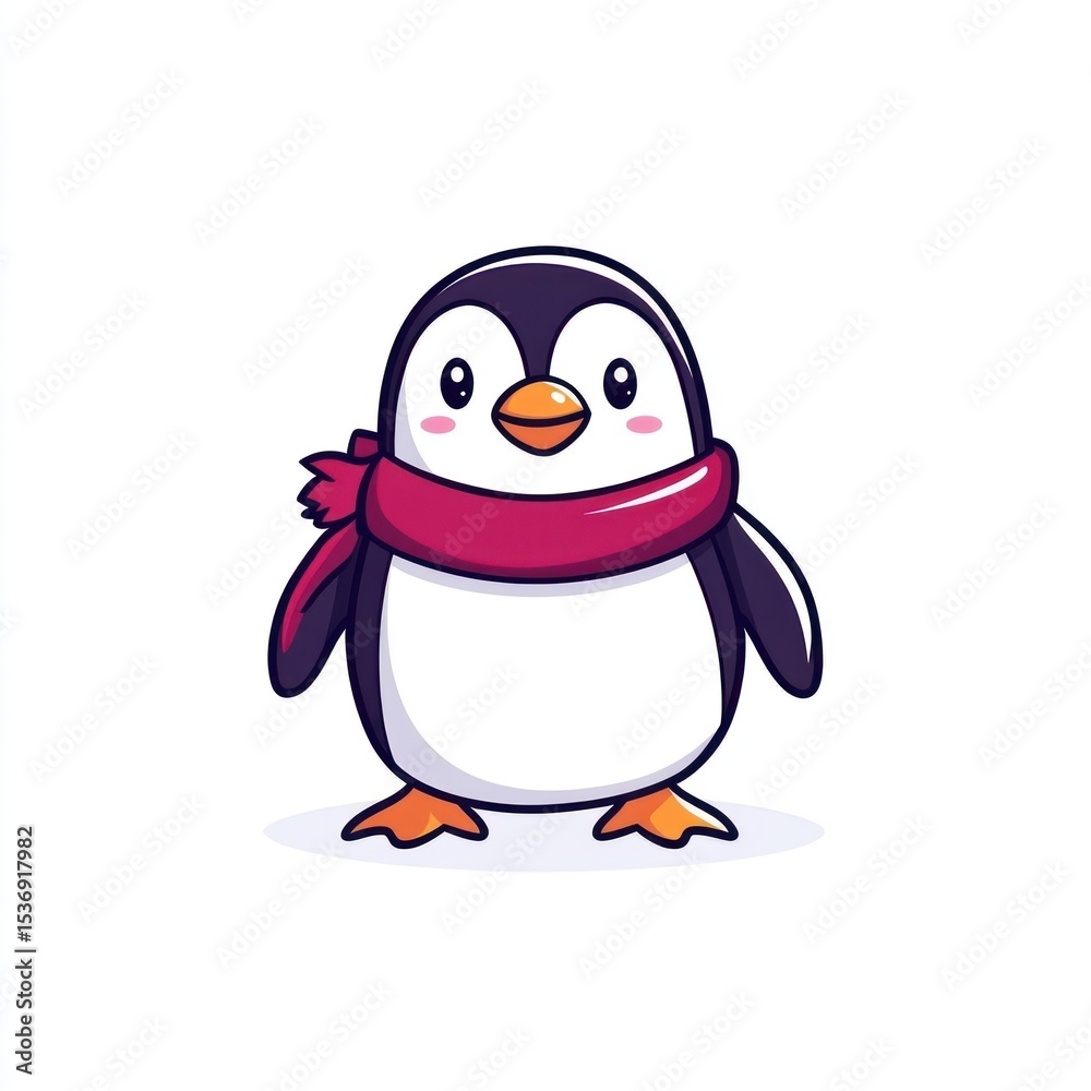 Fototapeta premium Cute penguin wearing a scarf (2)