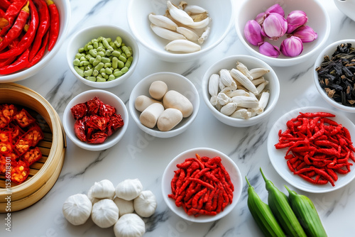 Wallpaper Mural Various Traditional Chinese Herbal Medicine Ingredients Displayed as Background Concept Torontodigital.ca