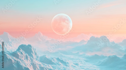 Tranquil fusion of pastel cyan and peach in glowing atmospheric haze