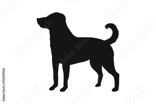 Dog silhouette. Vector silhouette of dog on white background. cutout dog. hand drawn design. vector illustration
