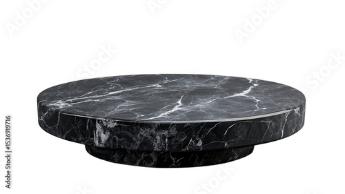 Elegant round black marble coffee table adds sophistication to modern living spaces with its sleek design and polished surface enhancing any interior aesthetic.