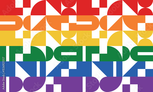 Pride Month in June. LGBTQ+. Lesbian Gay Bisexual Transgender. Celebrated annual. LGBT flag. Rainbow love concept. Human rights and tolerance. Poster, card, banner and background. Vector illustration
