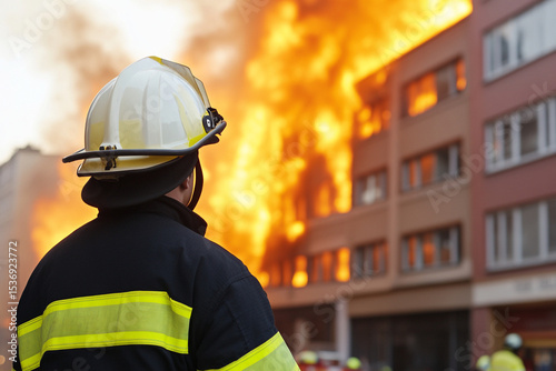 Firefighter tackles raging blaze at urban building fire