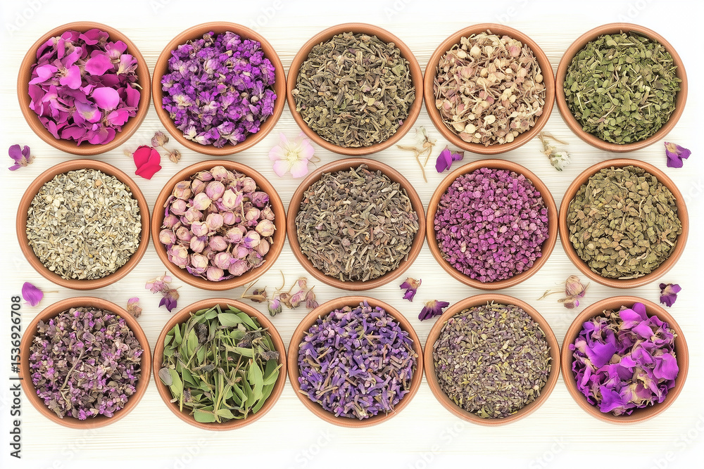 Various Traditional Chinese Herbal Medicine Ingredients Displayed as Background Concept Various Traditional Chinese Herbal Medicine Ingredients Displayed as Background Concept
