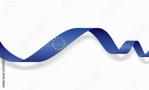 European Union flag wavy abstract background. Vector illustration.