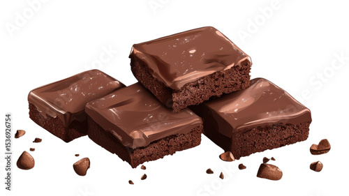 Rich and decadent chocolate brownies delightfully presented on a clean surface with sprinkles of cocoa around them.