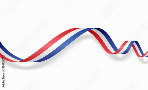 Dutch flag wavy abstract background. Vector illustration.