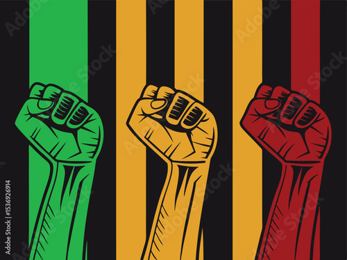 Pan-African Raised Fist Symbol – Black Power and Unity Illustration

