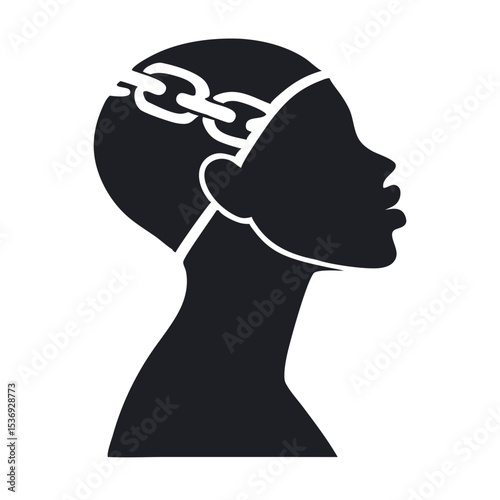 Silhouette of African American Woman with Broken Chain – Juneteenth Symbol of Freedom


