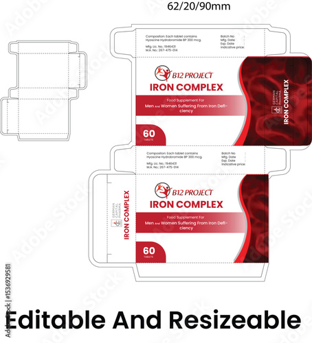 Packaging Design box dieline template   packaging, medication packaging  Design Label design