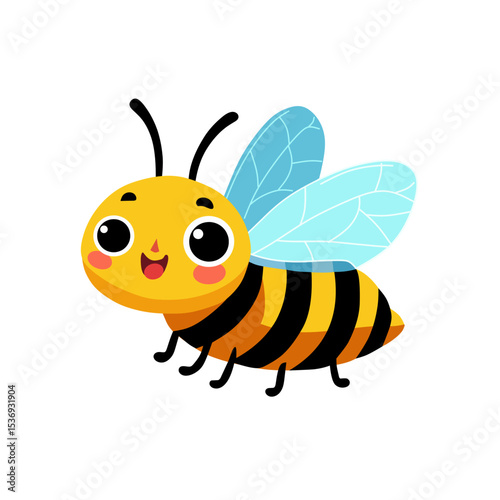 Cute Smiling Cartoon Bee Vector Illustration