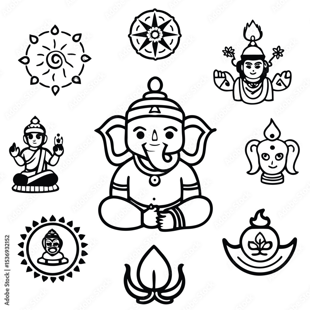 Fototapeta premium Funny cartoon baby and animal Christmas icon set vector illustration