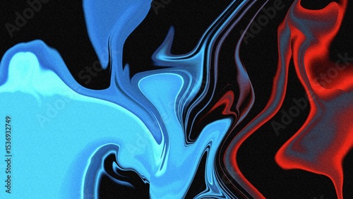 abstract liquid wave background with blue red colors grainy noise blur effect
