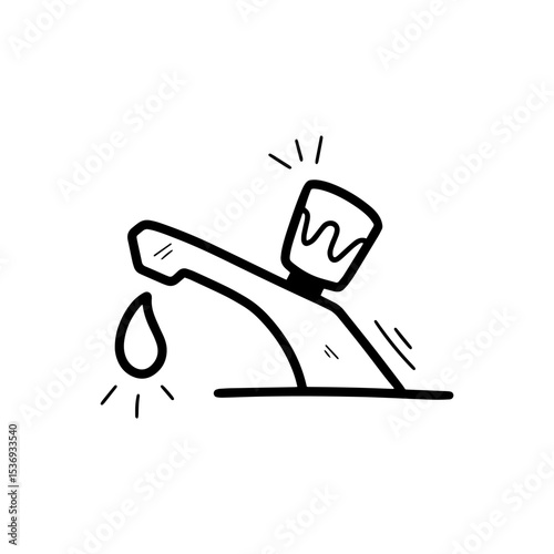 Hand Drawn Water Tap Illustration. Doodle Vector. Isolated on White Background - EPS 10 Vector