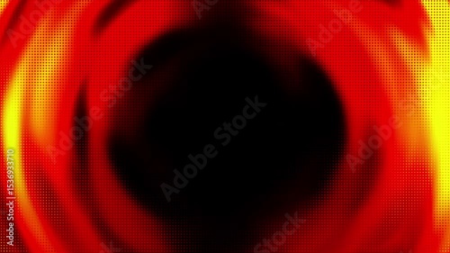 Abstract Colorful Red Yellow Circle Blurred Bokeh Leak Shapes and Lights Halftone background. Psychedelic lights animated abstract party shapes dark red and yellow. Hippie tie dye design