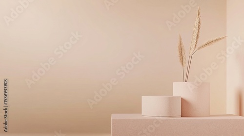Modern product mockup on pastel background, minimalist design, blank space for text, soft light, 8K HD details, corporate aesthetic neutral tones.