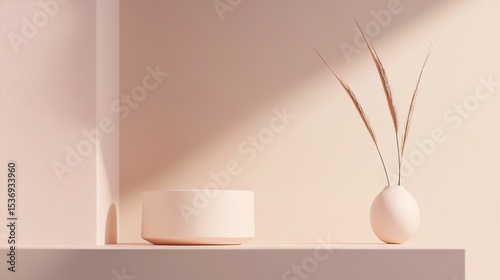 Modern product mockup on pastel background, minimalist design, blank space for text, soft light, 8K HD details, corporate aesthetic neutral tones.
