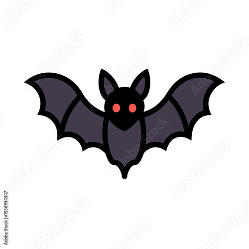 Flat color bat clipart vector illustration on white background