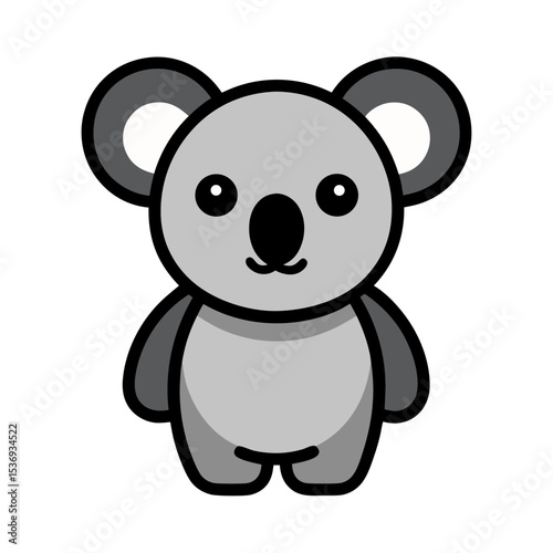 Flat color clipart of a koala with bold black outline vector illustration on white background
