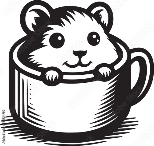 Adorable Hamster in Mug Cute Cartoon Animal Design Perfect for Kids Products Branding and Apparel Prints