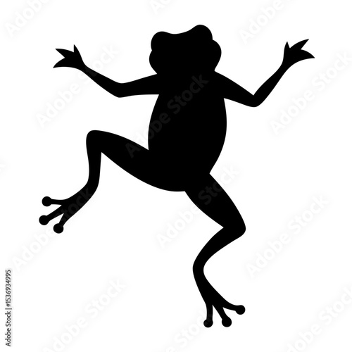 Black silhouette of jumping frog on white background vector illustration