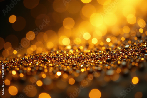 A close-up shot of a shiny surface with lights reflecting in the background