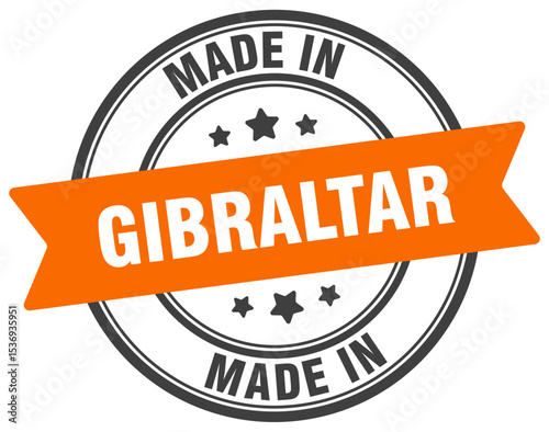 Made in Gibraltar round sign. Made in Gibraltar stamp.