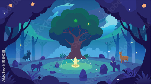 Colorful Jungle with Enchanted Creatures