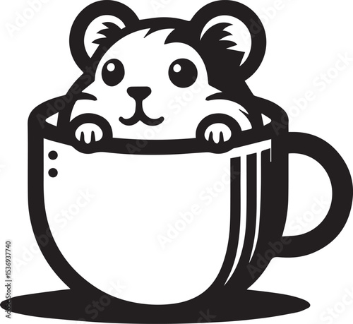 Adorable Hamster in Mug Cute Cartoon Animal Design Perfect for Kids Products Branding and Apparel Prints