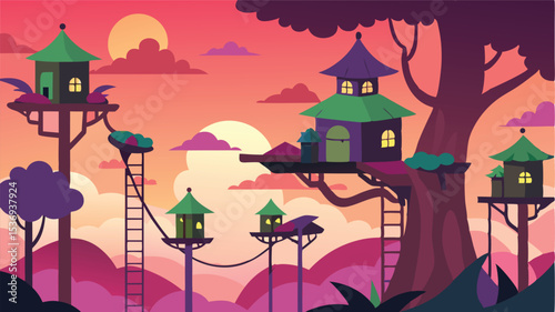 Foggy Jungle with Silhouette Animals and Soft Backlight
