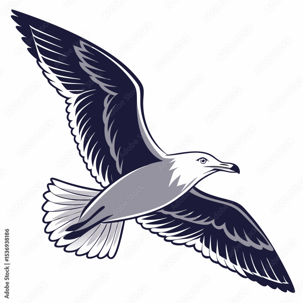 Obraz premium Seagull Herring Gull Continuous Line Drawing with Editable Stroke and Color Elements