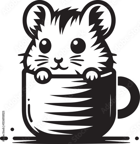 Adorable Hamster in Mug Cute Cartoon Animal Design Perfect for Kids Products Branding and Apparel Prints